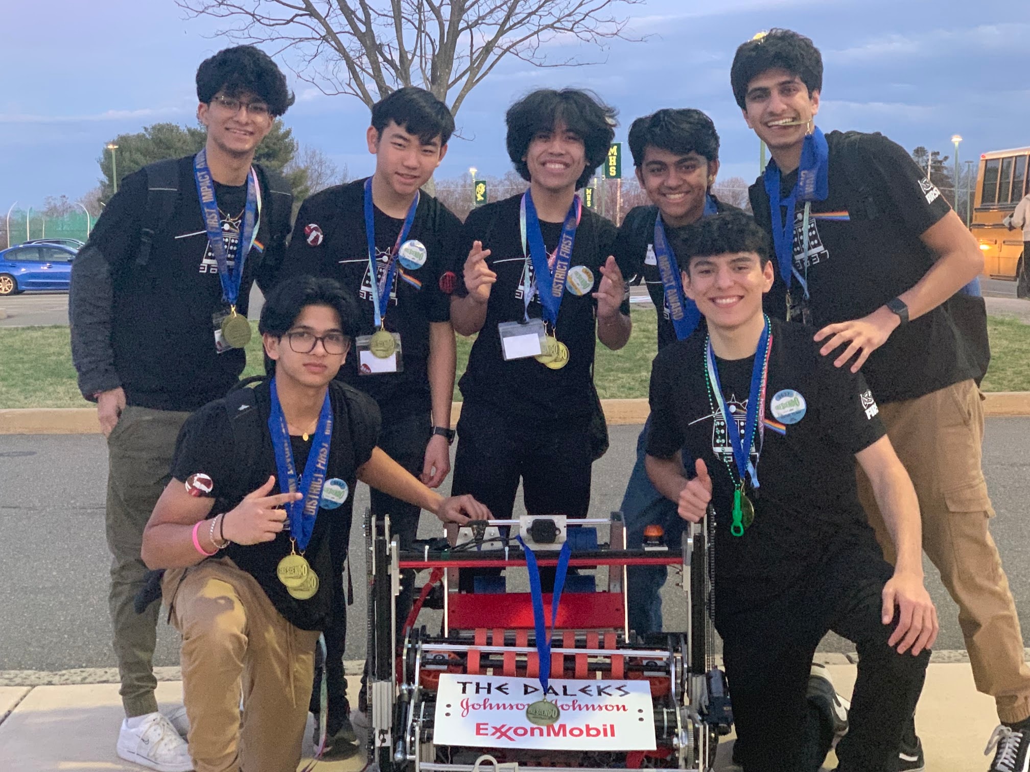 Robot competition moment with a winning machine.